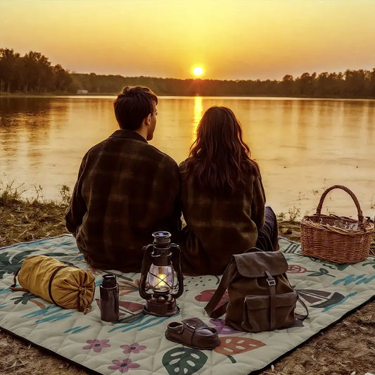Extra Large Foldable Picnic Blanket with Carry Strap - Soft Padded Three-Layer Design, Colorful Floral & Fruit Print, 78x78 Inches for Beach, Park, Camping & Travel, Beach Blanket,